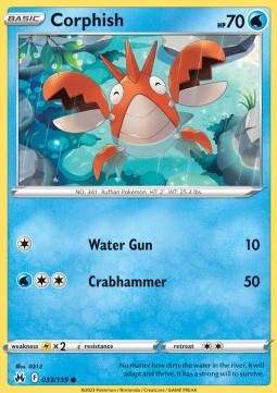 Corphish Pokemon card from Crown Zenith