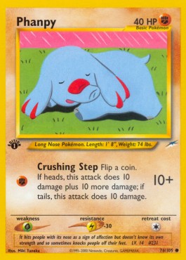 Phanpy Pokemon card from Neo Destiny