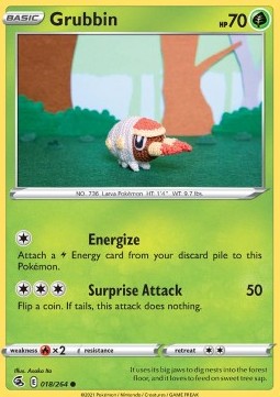 Grubbin Pokemon card from Fusion Strike