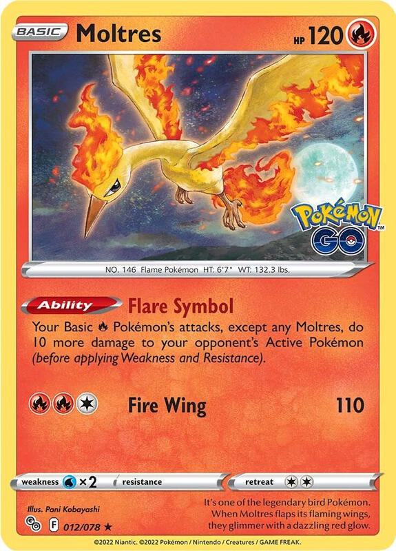 Moltres Pokemon card from Pokemon GO
