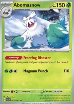 Abomasnow Pokemon card from Paldea Evolved