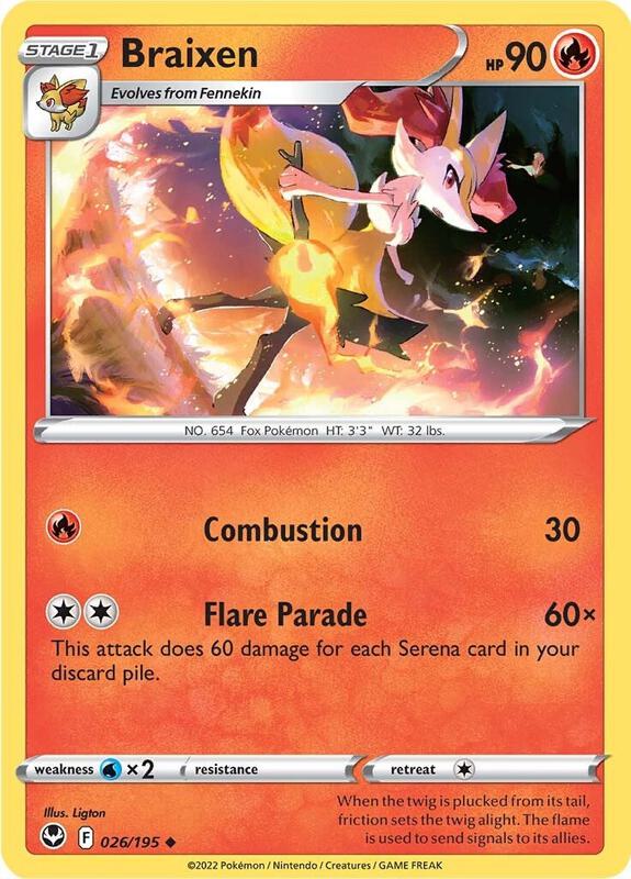 Braixen Pokemon card from SWSH12: Silver