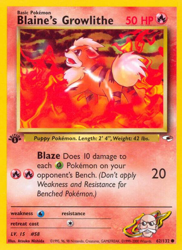 Blaine's Growlithe (62) Pokemon card from Gym Heroes