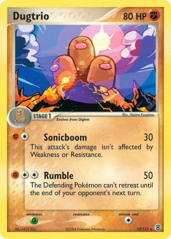 Dugtrio Pokemon card from FireRed & LeafGreen