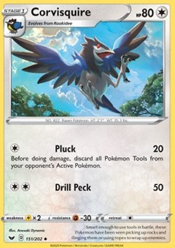 Corvisquire Pokemon card from Sword Shield