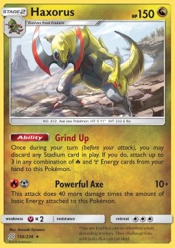 Haxorus Pokemon card from Unified Minds