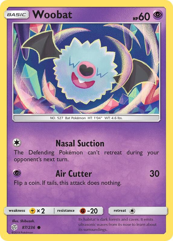 Woobat Pokemon card from SM - Cosmic Eclipse