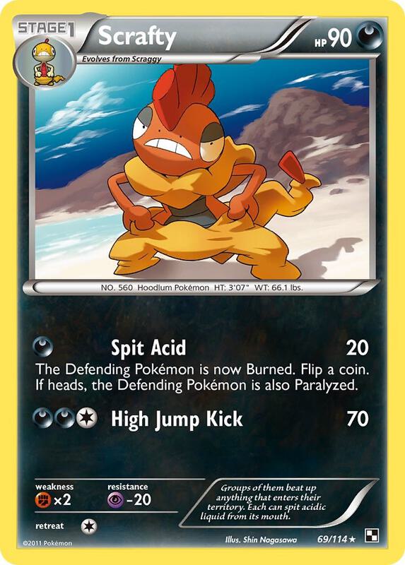 Scrafty Pokemon card from Black and White