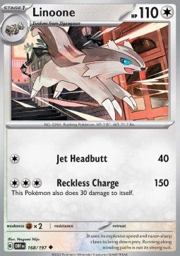 Linoone Pokemon card from Obsidian Flames