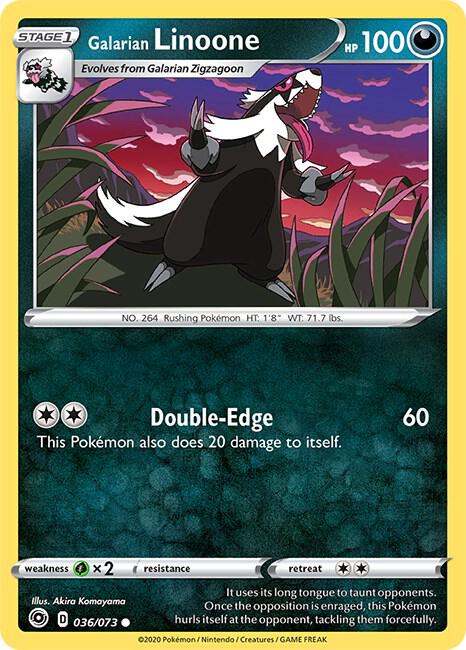 Galarian Linoone Pokemon card from Champion's Path