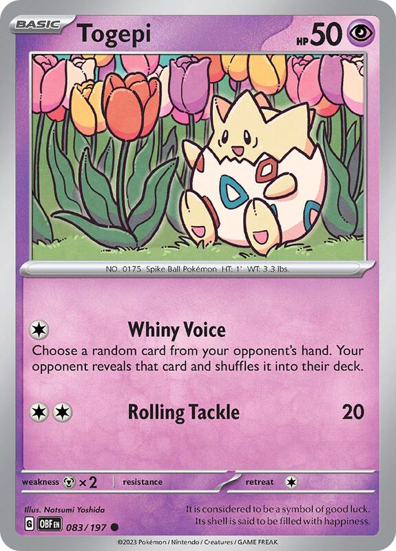 Togepi Pokemon card from SV03: Obsidian Flames