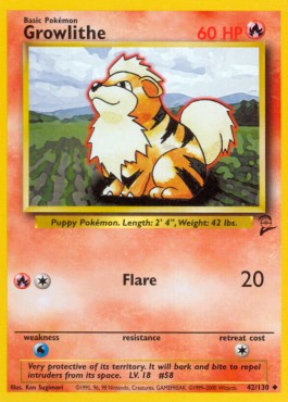 Growlithe Pokemon card from Base Set 2
