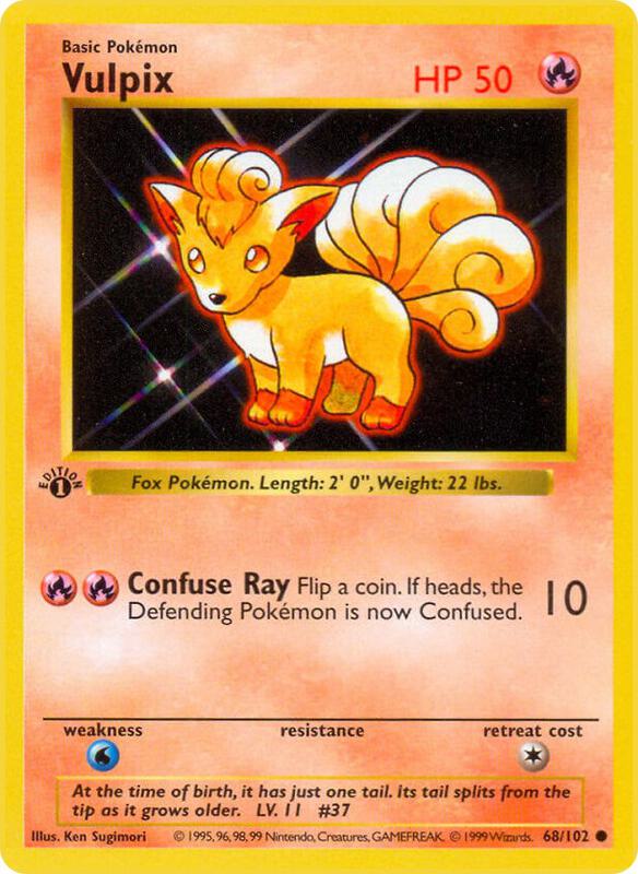 Vulpix Pokemon card from Base Set (Shadowless)