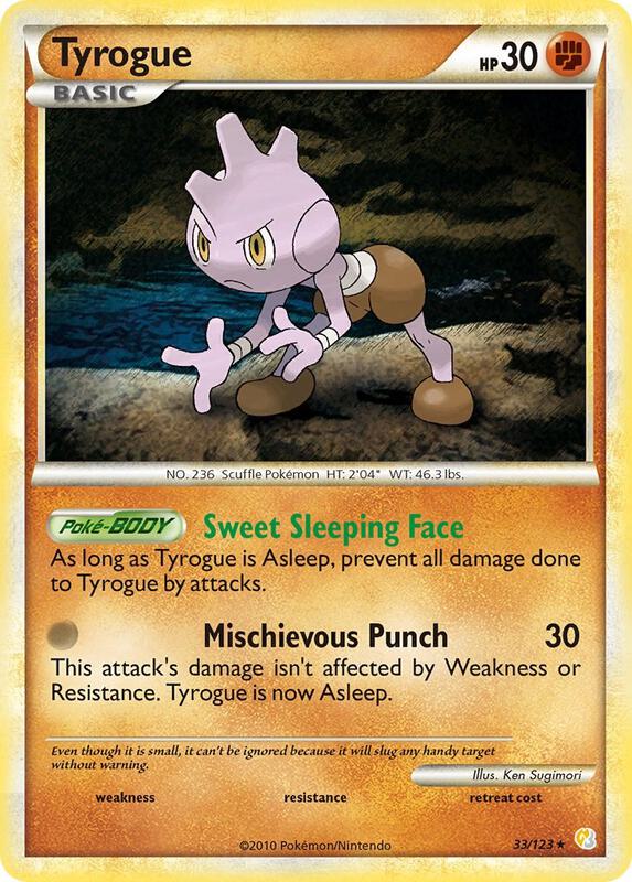 Tyrogue Pokemon card from HeartGold SoulSilver