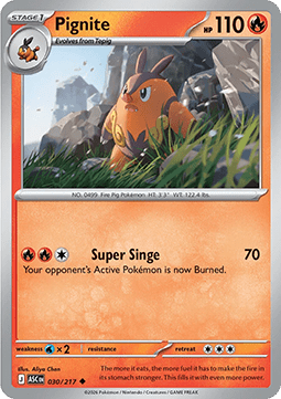 Pignite Pokemon card from Ascended Heroes