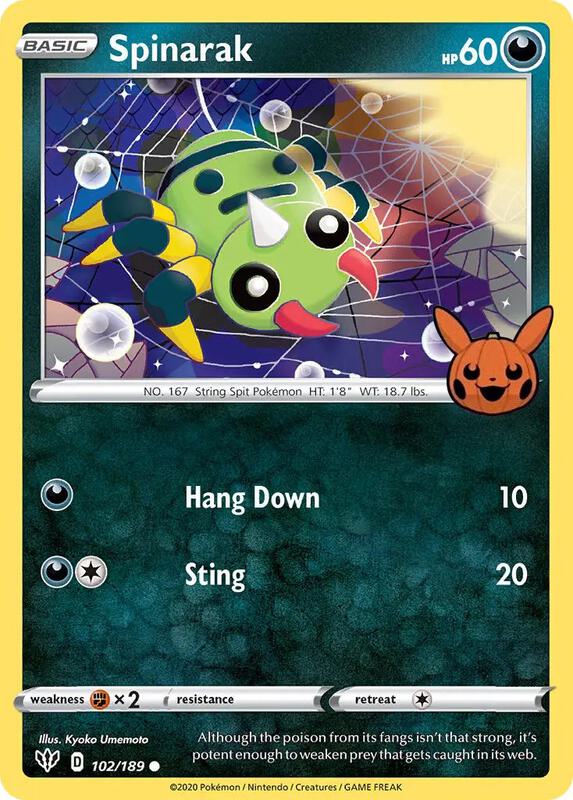 Spinarak Pokemon card from Trick or Trade BOOster Bundle