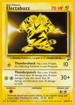 Electabuzz (Holo) Pokemon card from Base Set 2
