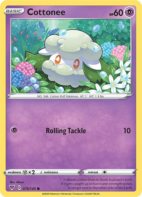 Cottonee Pokemon card from SWSH04: Vivid Voltage