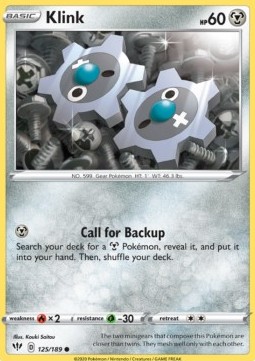 Klink Pokemon card from Darkness Ablaze