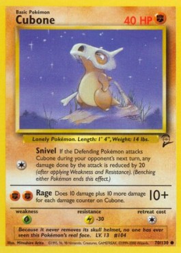 Cubone Pokemon card from Base Set 2