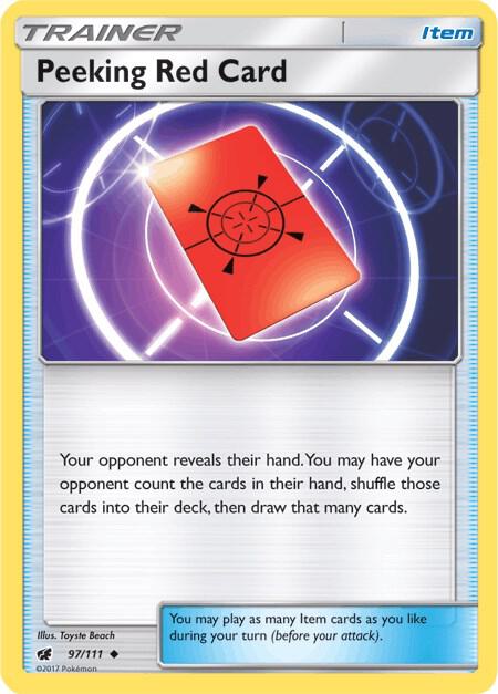 Peeking Red Card Pokemon card from SM - Crimson Invasion