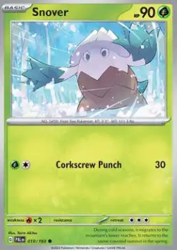 Snover Pokemon card from Paldea Evolved
