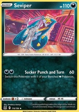 Seviper Pokemon card from Lost Origin