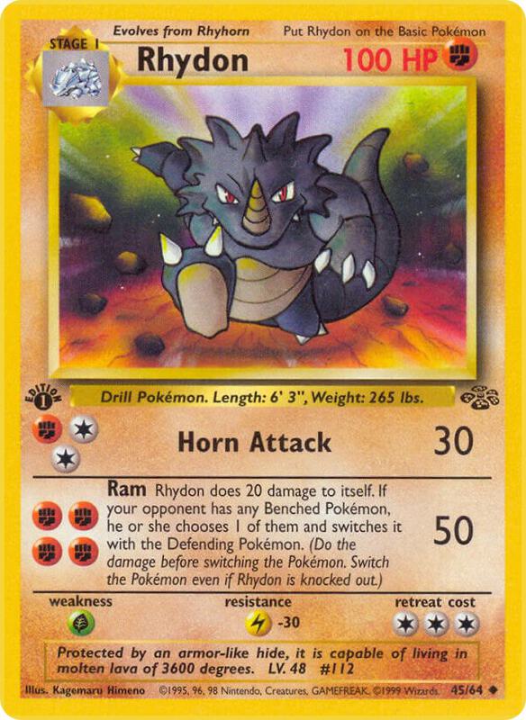 Rhydon Pokemon card from Jungle