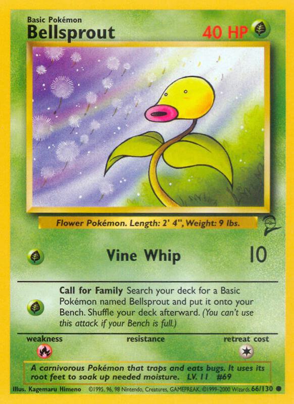 Bellsprout Pokemon card from Base Set 2