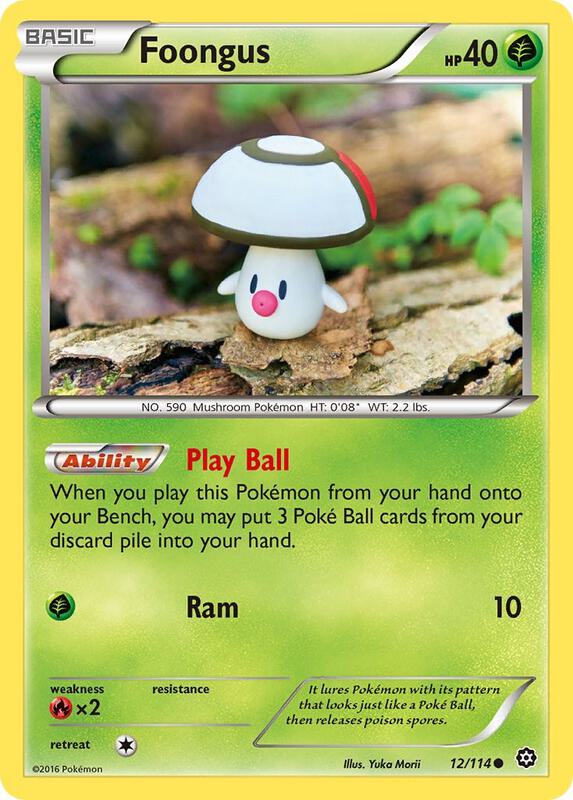 Foongus Pokemon card from XY - Steam Siege
