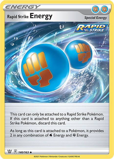 Rapid Strike Energy Pokemon card from SWSH05: Battle Styles
