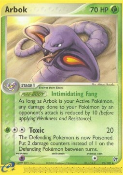 Arbok Pokemon card from EX Sandstorm