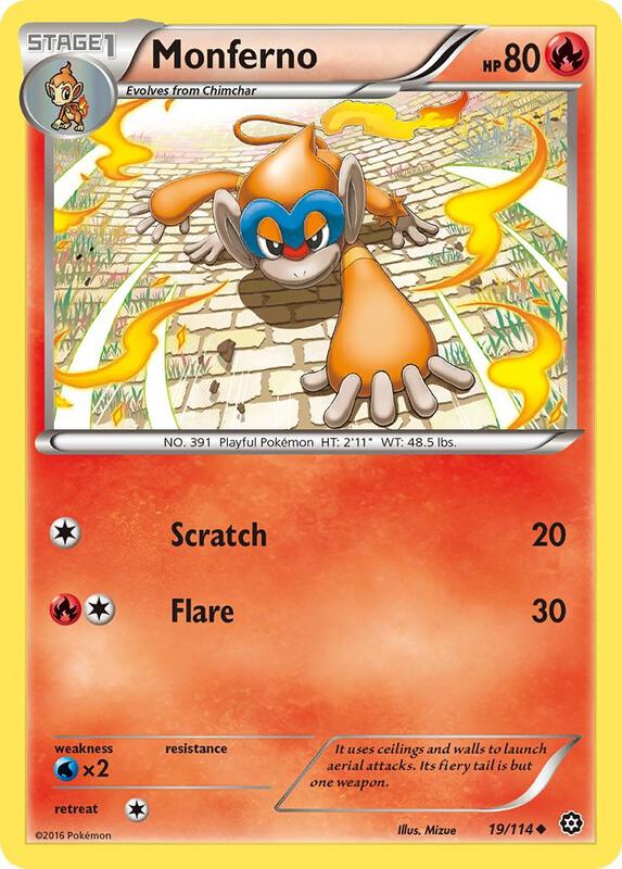 Monferno Pokemon card from XY - Steam Siege