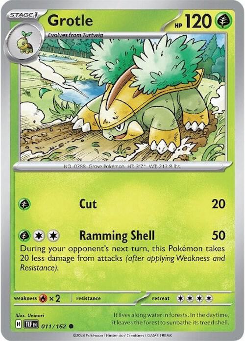 Grotle Pokemon card from SV05: Temporal Forces