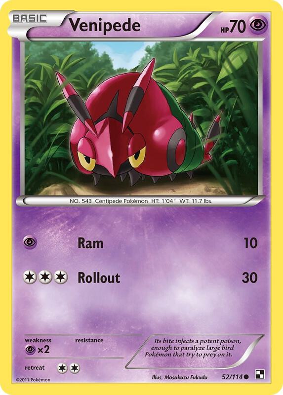 Venipede Pokemon card from Black and White
