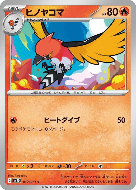 Fletchinder (Japanese) Pokemon card from SV2D: Clay Burst