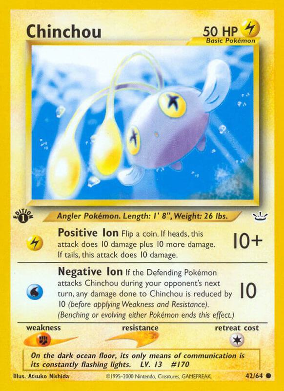 Chinchou Pokemon card from Neo Revelation