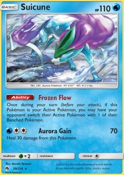 Suicune Pokemon card from Lost Thunder
