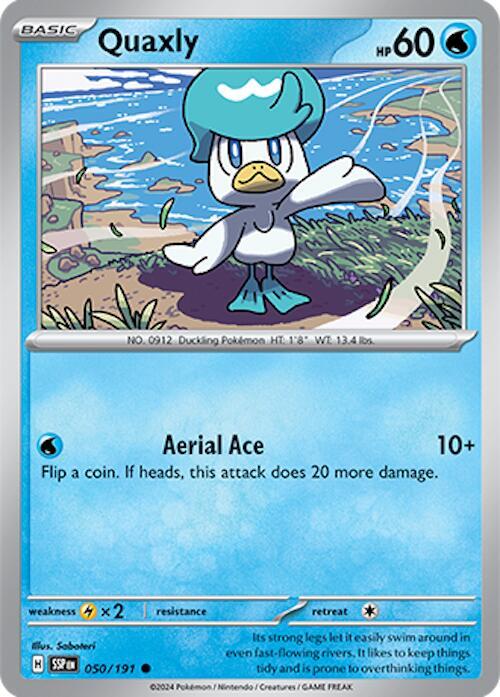 Quaxly Pokemon card from SV08: Surging Sparks
