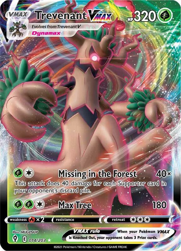 Trevenant VMAX Pokemon card from SWSH07: Evolving Skies