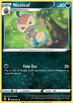 Nuzleaf Pokemon card from Evolving Skies