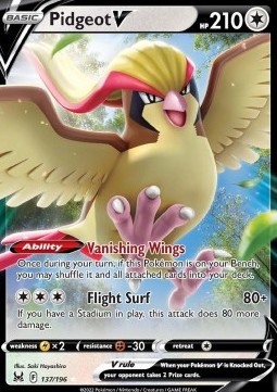 Pidgeot V Pokemon card from Lost Origin