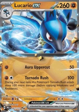 Lucario ex Pokemon card from Prismatic Evolutions