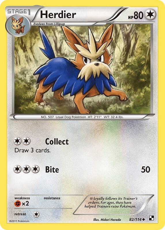 Herdier Pokemon card from Black and White