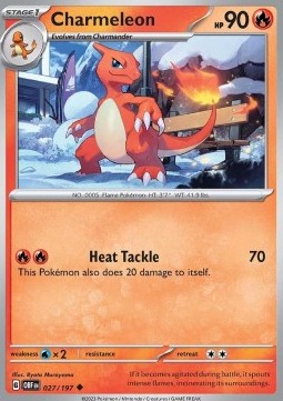 Charmeleon Pokemon card from Obsidian Flames