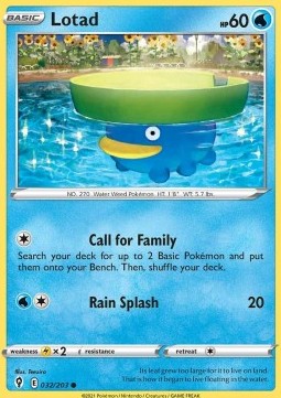 Lotad Pokemon card from Evolving Skies