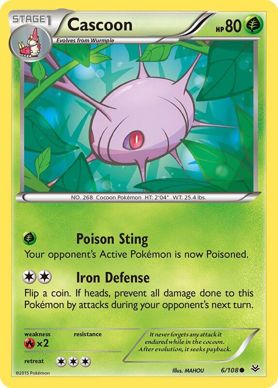 Cascoon Pokemon card from XY - Roaring Skies