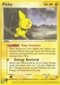 Pichu Pokemon card from EX Sandstorm