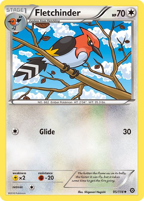 Fletchinder Pokemon card from XY - Steam Siege