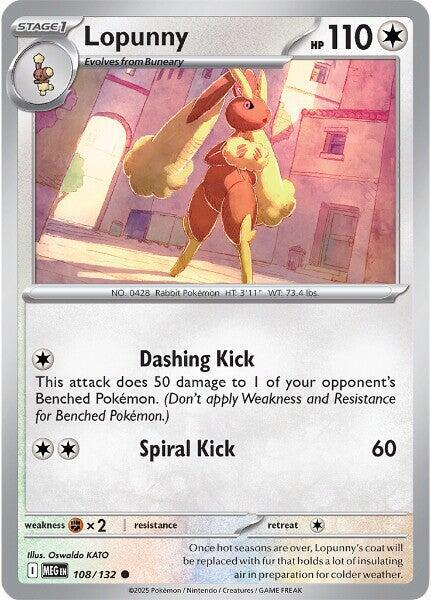 Lopunny Pokemon card from ME01: Mega Evolution